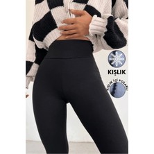 Siyah Yüksek Bel Şardonlu Dalgıç Kumaş Toparlayıcı Sıkılastırıcı Dar Paça 1 Beden Inceltici Tayt