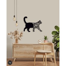 NR Dizayn Kedi Motifli Metal Duvar Tablosu