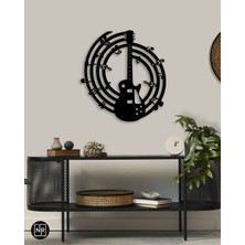 NR Dizayn Nota Gitar Detaylı Metal Duvar Tablosu