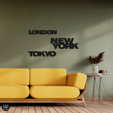 NR Dizayn New York ,tokyo , London Dekoratif Metal Tablo