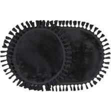 My Evilla Modern Dekoratif Simirna Peluş Oval Ponpon Saçaklı Klozet Takımı 50X80 - 50X40