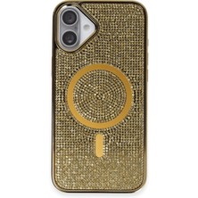 Newface Apple iPhone 16 Kılıf Diamond Magsafe Kapak - Gold 10