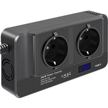 Praise6 200W Araç Invertörü, Akıllı Zaman Göstergeli LCD ile 12V Ila 220V Gerilim Dönüştürücü, 2 Soket ve 4 USB Araç Şarj Cihazı (Ab Fişi) (Yurt Dışından)