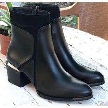 Bags Shoes Nish N24140 Kadın Nubuk Garnili Hakiki Deri Topuklu Bot