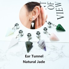Renjie Shop C Pembe Tarzı 16 mm 1 Çift Opsiyonel Doğal Yeşim Konik Asma Saddle Fleş Tünel Kulak Takıları Kulak Tüneli Genişletici Vücut Piercing Takıları (Yurt Dışından)