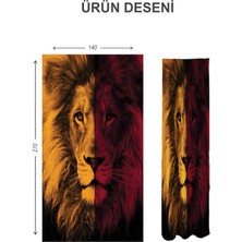 Doruklar Home Collection Dijital Baskı Yıkanabilir Aslan Desenli 2 Kanat Bebek ve Çocuk Odası Fon Perdesi