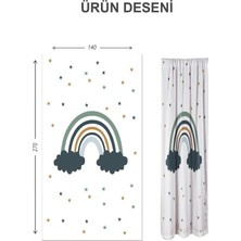 Doruklar Home Collection Dijital Baskı Yıkanabilir Gökkuşağı Desenli 2 Kanat Bebek ve Çocuk Odası Fon Perdesi