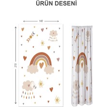 Doruklar Home Collection Dijital Baskı Yıkanabilir Gökkuşağı Desenli 2 Kanat Bebek ve Çocuk Odası Fon Perdesi