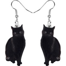 Renjie Shop C Kahverengi Tarzı Kadın Kızlar Gençler Için Akrilik Zarif Siyah Kedi Küpe Dangle Takı Evcil Hayvan Süsler Süsler Şık Parti Aksesuarları Şık Hediye Trend (Yurt Dışından)