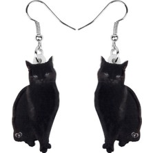 Renjie Shop C Kahverengi Tarzı Kadın Kızlar Gençler Için Akrilik Zarif Siyah Kedi Küpe Dangle Takı Evcil Hayvan Süsler Süsler Şık Parti Aksesuarları Şık Hediye Trend (Yurt Dışından)
