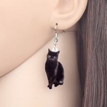 Renjie Shop C Kahverengi Tarzı Kadın Kızlar Gençler Için Akrilik Zarif Siyah Kedi Küpe Dangle Takı Evcil Hayvan Süsler Süsler Şık Parti Aksesuarları Şık Hediye Trend (Yurt Dışından)