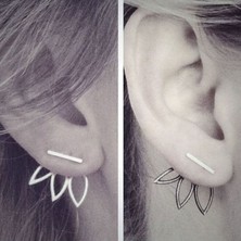 Renjie Shop C Altın Tarzı 1 Çift Moda Punk Kadın Çiçek Lotus Kulak Jak Stud Küpe Takı Boho Hediyeler Tl (Yurt Dışından)