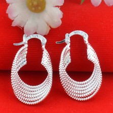 Renjie Shop C Altın Tarzı Sıcak Gümüş Beyaz Büyük Daire Parlak Klips Küpe (Yurt Dışından)