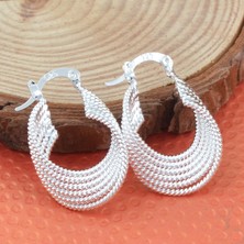 Renjie Shop C Altın Tarzı Sıcak Gümüş Beyaz Büyük Daire Parlak Klips Küpe (Yurt Dışından)