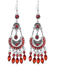 Renjie Shop C Mavi Stil Kızlar Için Renkli Taşlı Etnik Askılı Küpe Vintage Bohem Tarzı Takı (Yurt Dışından)