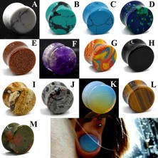 Renjie Shop C Mor Tarzı 8 mm 1 Çift Doğal Reiki Taşı Plug Ametist Kulak Genişletici Howlite Obsidyen Çift Flared Tünel Taş Kulak Tıkaçları Kulak Delikleri Gerdirici Vücut Piercing Takıları (Yurt Dışından)