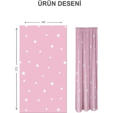 Doruklar Home Collection Dijital Baskı Yıkanabilir Yıldız Desenli 2 Kanat Bebek ve Çocuk Odası Fon Perdesi