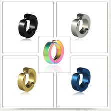 Renjie Shop C Siyah Stil Takı Aksesuar Küpe Pürüzsüz Metal Stil Deliksiz Kulaklar Için Charm Trendy Kulak Klipsi Kişilik Unisex Titanyum Çelik Kulak Klipsi Kravat Moda Takı Yuvarlak Punk (Yurt Dışından)