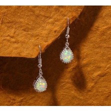 Renjie Shop C No.10 Boyutu Kadın Gümüş Beyaz Ateş Opal Küpe Teklif Yıldönümü Gelinlik Düğün Takı Karşılık Gelen Resim Için Stil Seçimi (Yurt Dışından)