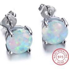 Renjie Shop C No.10 Boyutu Kadın Gümüş Beyaz Ateş Opal Küpe Teklif Yıldönümü Gelinlik Düğün Takı Karşılık Gelen Resim Için Stil Seçimi (Yurt Dışından)