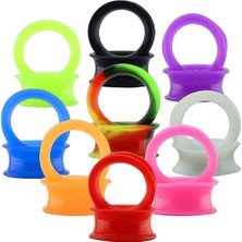 Renjie Shop C Çok Stil 8 mm Çok Renkli Silikon Esnek Ince Kulak Tıkacı Çift Flared Deri Tüneller Kulaklıklar Kulak Gerdirici Genişletici Piercing (Yurt Dışından)