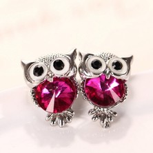 Renjie Shop C Siyah Stil 2017 Güzel Kristal Baykuş Küpe Kadın Gümüş Takı 7 Renk (Yurt Dışından)
