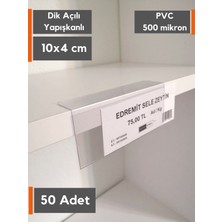 50 Adet Pvc Şeffaf Etiketlik Isimlik Yapışkanlı Dik Açılı Etiket Cebi Plastik L Etiketlik Parlak Etiket Kart Koyma Cebi Etiket Koruyucu Cep