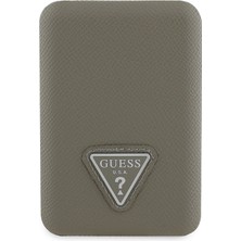 Guess Lisanslı Powerbank LED Işık Göstergeli Pu Deri Üçgen Logolu 5000MAH 15W Kahverengi