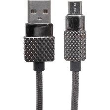 POWERMASTER 3 AMPER METAL YAYLI 1 METRE MICRO USB DATA VE ŞARJ KABLOSU