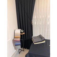 Nivemes Home  Roma Keten 1/3 Sık Pileli Antrasit Fon Perde Apm