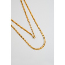 So CHIC Örgü Model Sarı Kaplama Çelik Erkek Kolye