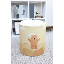 Prendi Home Küçük Ayı Baskılı Fileli Oyuncak Çamaşı Kirli Düzenleyici Sepet 37  x  40