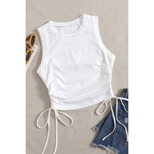 Merry See Yanları Büzgülü Kolsuz Bluz Crop Top Atlet