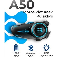 Vothoon A50 Motosiklet Kask Kulaklık Intercom Işıklı Bluetooth V5.3 2800MAH