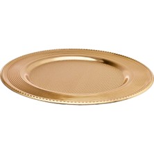 Veliday 6 Adet Davet Gold Metal Supla Tabak 35 Cm - Premıum Metal Supla Servis Tabak