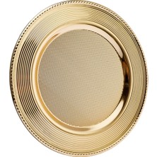 Veliday 6 Adet Davet Gold Metal Supla Tabak 35 Cm - Premıum Metal Supla Servis Tabak