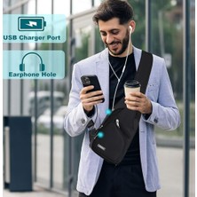 Allkindmore Kadınlar Erkekler Için Askılı Çanta, Yürüyüş ve Doğa Yürüyüşü Için USB Şarj Portlu Göğüs Çantası Askılı Sırt Çantası (Yurt Dışından)