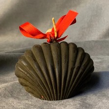 Uretti - Ayşe 7362 El Yapımı Dekoratif Istiridye Şeklinde Siyah Mum - 6 x 9 cm