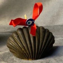 Uretti - Ayşe 7362 El Yapımı Dekoratif Istiridye Şeklinde Siyah Mum - 6 x 9 cm