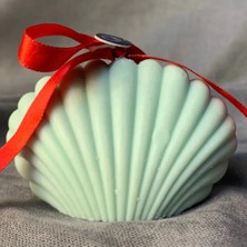 Uretti - Ayşe 7362 El Yapımı Dekoratif Istiridye Şeklinde Açık Yeşil Mum - 6 x 9 cm