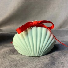 Uretti - Ayşe 7362 El Yapımı Dekoratif Istiridye Şeklinde Açık Yeşil Mum - 6 x 9 cm