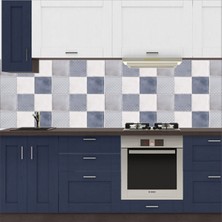Mutfak Tezgah Arası Kendinden Yapışkanlı Folyo Kaplama Taş Desen Gri-Mavi 60 cm  x 100 cm