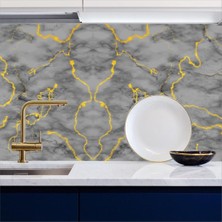 Mutfak Tezgah Arası Kendinden Yapışkanlı Folyo Kaplama Gri Mermer Desen 60 cm  x 100 cm