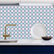 Mutfak Tezgah Arası Kendinden Yapışkanlı Folyo Kaplama Mavi Pembe 60 cm  x 100 cm