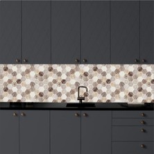Mutfak Tezgah Arası Kendinden Yapışkanlı Folyo Kaplama Taş Desen Geometrik Kahve 60 cm  x 100 cm