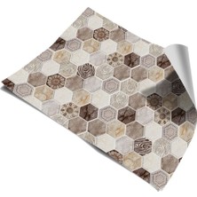 Mutfak Tezgah Arası Kendinden Yapışkanlı Folyo Kaplama Taş Desen Geometrik Kahve 60 cm  x 100 cm