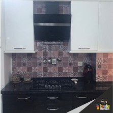 Mutfak Tezgah Arası Kendinden Yapışkanlı Folyo Kaplama Eskitme Taş Kahve 60 cm  x 100 cm