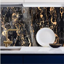 Mutfak Tezgah Arası Folyo Kaplama Siyah Mermer Desen 60 cm   x 100 cm