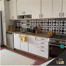 Mutfak Tezgah Arası Folyo Siyah Beyaz Kendinden Yapışkanlı 60 cm  x 100 cm