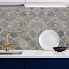 Mutfak Tezgah Arası Kendinden Yapışkanlı Folyo Kaplama Gri Mermer Desen 60 cm  x 100 cm